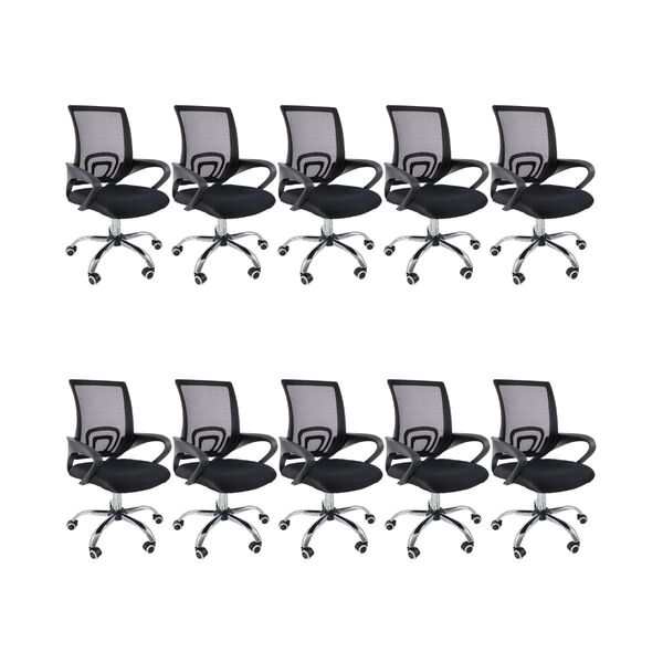 Kit 10 Cadeiras De Escritório Begonia Mesh Ergonômico Preto