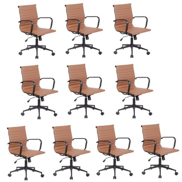 Kit 10 Cadeiras De Escritório Diretor Esteirinha Em Corino Se