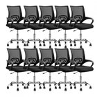 Kit 10 Cadeiras De Escritório Diretor Tela Mesh Base Cromada