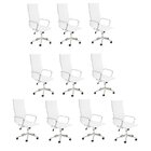 Kit 10 Cadeiras De Escritório Presidente Esteirinha Em Corino