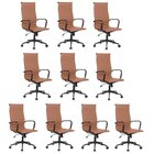 Kit 10 Cadeiras De Escritório Presidente Esteirinha Em Corino