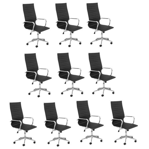 Kit 10 Cadeiras De Escritório Presidente Esteirinha Em Corino