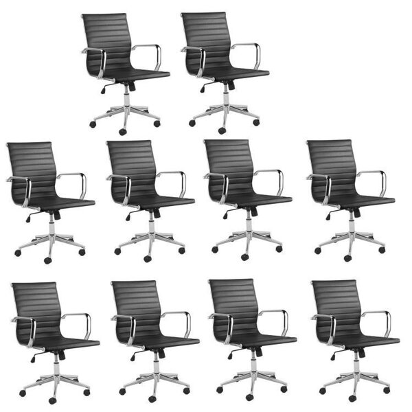 Kit 10 Cadeiras De Escritório Presidente Esteirinha Em Corino