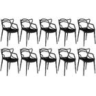 Kit 10 Cadeiras De Jantar Allegra Prática Empilhável - Preto