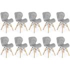 Kit 10 Cadeiras De Jantar Charles Eames Slim Wood Estofada -