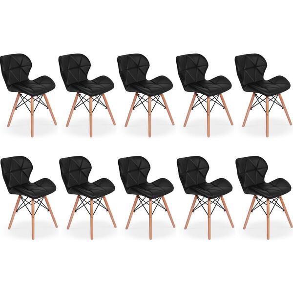Kit 10 Cadeiras De Jantar Charles Eames Slim Wood Estofada -