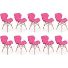 Kit 10 Cadeiras De Jantar Charles Eames Slim Wood Estofada -