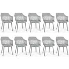 Kit 10 Cadeiras De Jantar Estofada Marcela - Cinza