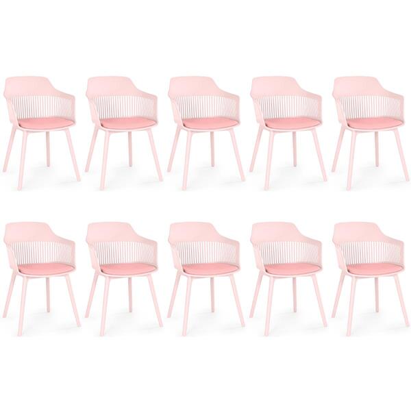 Kit 10 Cadeiras De Jantar Estofada Marcela - Rosa