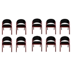 Kit 10 Cadeiras De Jantar Estofada Tecido Facto Preto Madeira