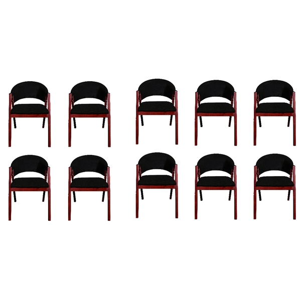 Kit 10 Cadeiras De Jantar Estofada Tecido Facto Preto Madeira