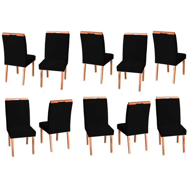 Kit 10 Cadeiras De Jantar Estofada Veludo Madeira Maciça Helo