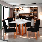 Kit 10 Cadeiras De Jantar Estofada Veludo Preto Madeira Maciç