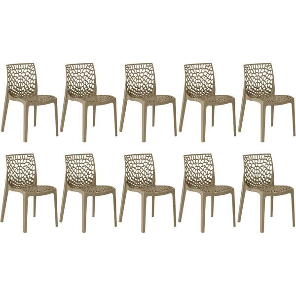 Kit 10 Cadeiras De Jantar Gruvyer Design Em Polipropileno - N