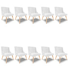 Kit 10 Cadeiras De Jantar Liz Corano Branco Pés Palito Natura