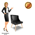 Kit 10 Cadeiras De Jantar Liz Corano Preto Pés Palito Natural