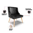 Kit 10 Cadeiras De Jantar Liz Corano Preto Pés Palito Natural