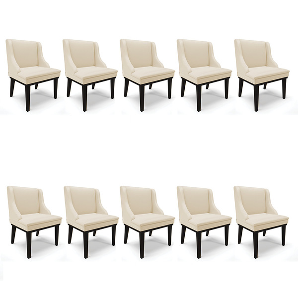 Kit 10 Cadeiras De Jantar Liz Corino Base Fixa Madeira Preto