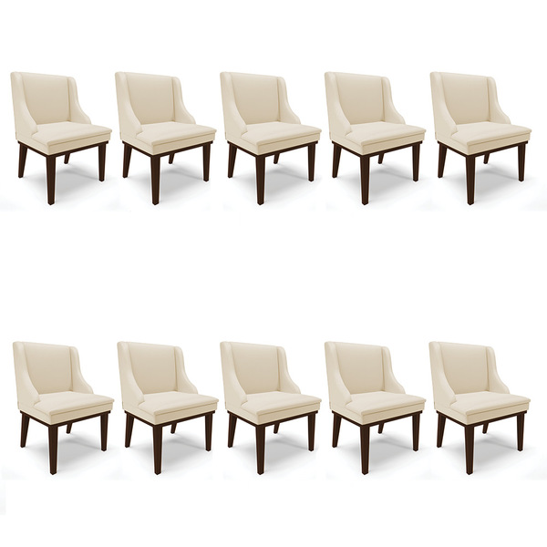 Kit 10 Cadeiras De Jantar Liz Corino Base Fixa Madeira Tabaco