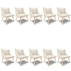 Kit 10 Cadeiras De Jantar Liz Corino Bege Pés Palito Natural