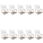 Kit 10 Cadeiras De Jantar Liz Corino Branco Pés Palito Natura