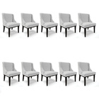 Kit 10 Cadeiras De Jantar Liz Linho Base Fixa Madeira Preto D