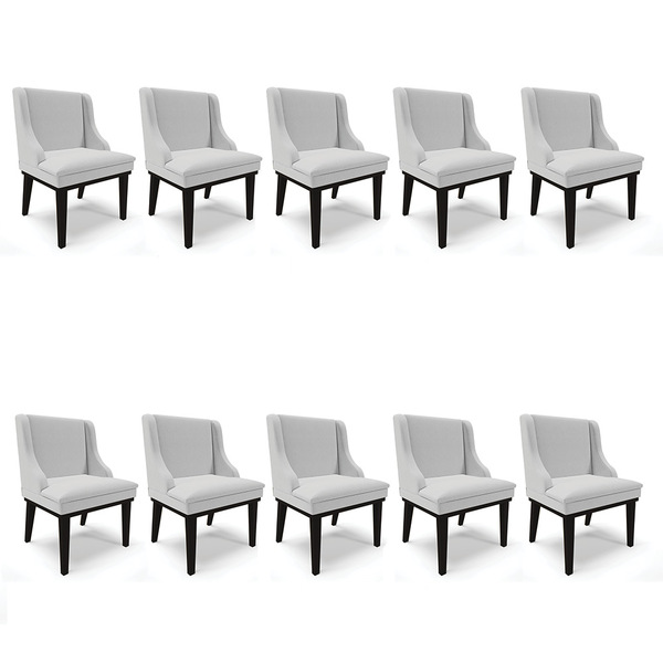 Kit 10 Cadeiras De Jantar Liz Linho Base Fixa Madeira Preto D