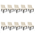 Kit 10 Cadeiras De Jantar Liz Linho Bege A19 Base Fixa Madeir