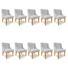 Kit 10 Cadeiras De Jantar Liz Linho Cinza A05 Base Fixa Madei