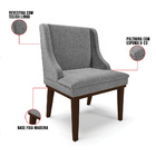 Kit 10 Cadeiras De Jantar Liz Linho Grafite A26 Base Fixa Mad