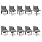 Kit 10 Cadeiras De Jantar Liz Linho Grafite A26 Base Fixa Mad
