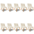 Kit 10 Cadeiras De Jantar Liz Linho Palha A32 Pés Palito Cast