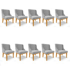 Kit 10 Cadeiras De Jantar Liz Suede Base Fixa Madeira Castanh