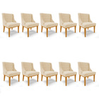 Kit 10 Cadeiras De Jantar Liz Suede Base Fixa Madeira Castanh