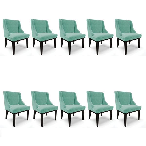 Kit 10 Cadeiras De Jantar Liz Suede Base Fixa Madeira Preto -