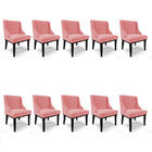 Kit 10 Cadeiras De Jantar Liz Suede Base Fixa Madeira Preto D