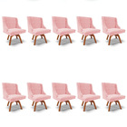 Kit 10 Cadeiras De Jantar Liz Suede Rosa Bebê Base Madeira Mm