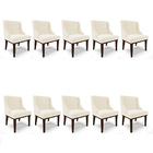 Kit 10 Cadeiras De Jantar Liz Veludo Base Fixa Madeira Tabaco