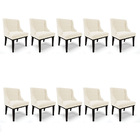 Kit 10 Cadeiras De Jantar Liz Veludo Bege Base Fixa Madeira P