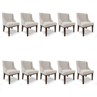 Kit 10 Cadeiras De Jantar Liz Veludo Cinza Base Fixa Madeira