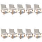 Kit 10 Cadeiras De Jantar Liz Veludo Cinza Pés Palito Castanh