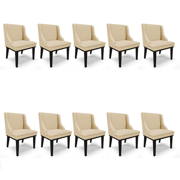 Kit 10 Cadeiras De Jantar Liz Veludo Luxo Base Fixa Madeira P