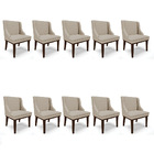 Kit 10 Cadeiras De Jantar Liz Veludo Luxo Prata A130 Base Fix