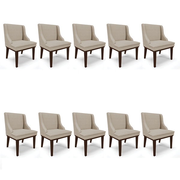 Kit 10 Cadeiras De Jantar Liz Veludo Luxo Prata A130 Base Fix