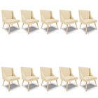 Kit 10 Cadeiras De Jantar Liz Veludo Off White A129 Pés Palit