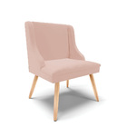 Kit 10 Cadeiras De Jantar Liz Veludo Rosê Pés Palito Natural