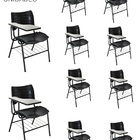 Kit 10 Cadeiras Escolar Preta Com Porta Livros - Mastcmol