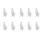 Kit 10 Cadeiras Escritório Diretor Mesh Encosto- Branco