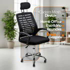 Kit 10 Cadeiras Escritório Diretor Mesh Encosto - Preto