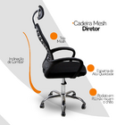 Kit 10 Cadeiras Escritório Diretor Mesh Encosto - Preto